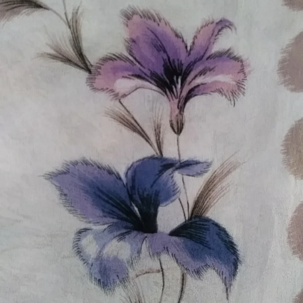 Vintage Floral Dotted Vibrant Scarf Beige Mauve Purple